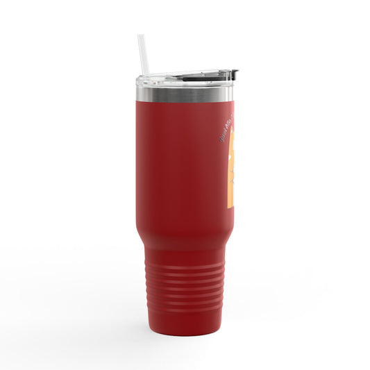 40oz Insulated Travel Mug — Cute Cat Holding Coffee | Funny 'It's Me, My Mug & My Meow' Design